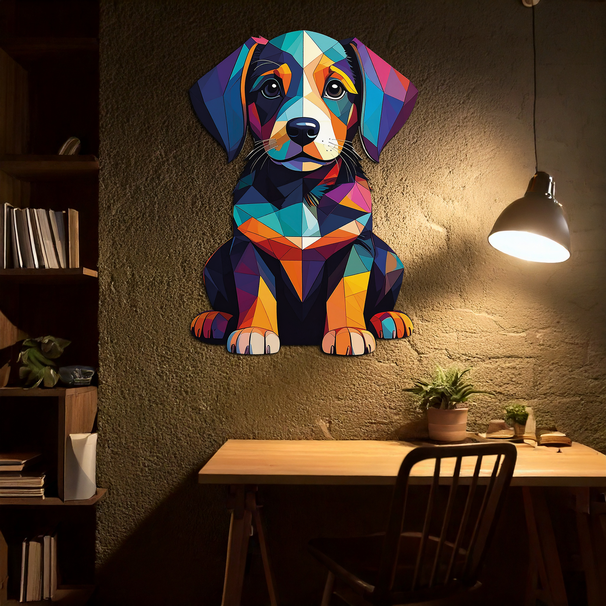 Colorful Geometric Dog Metal Wall Art – Bold Puppy Decor-KAFUVM038 - Tampa Home & Garden Store