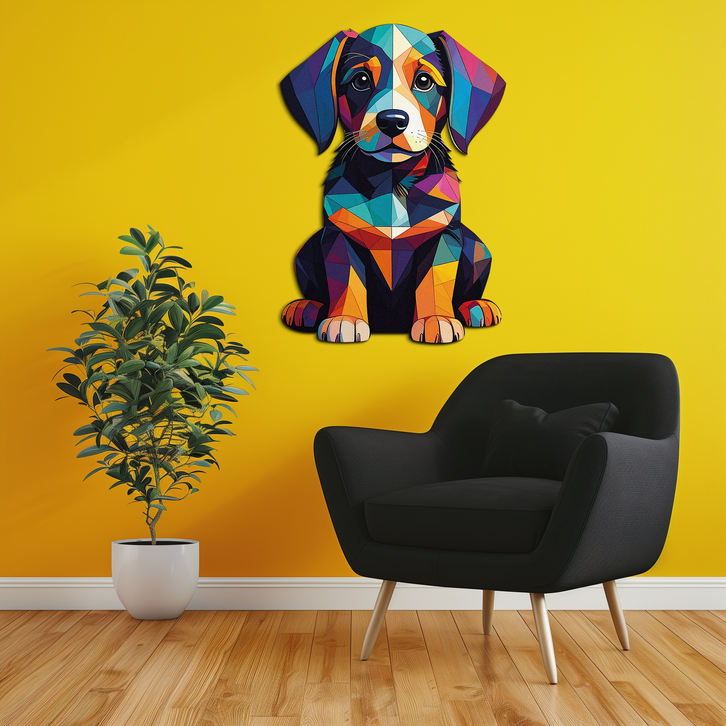 Colorful Geometric Dog Metal Wall Art – Bold Puppy Decor-KAFUVM038 - Tampa Home & Garden Store