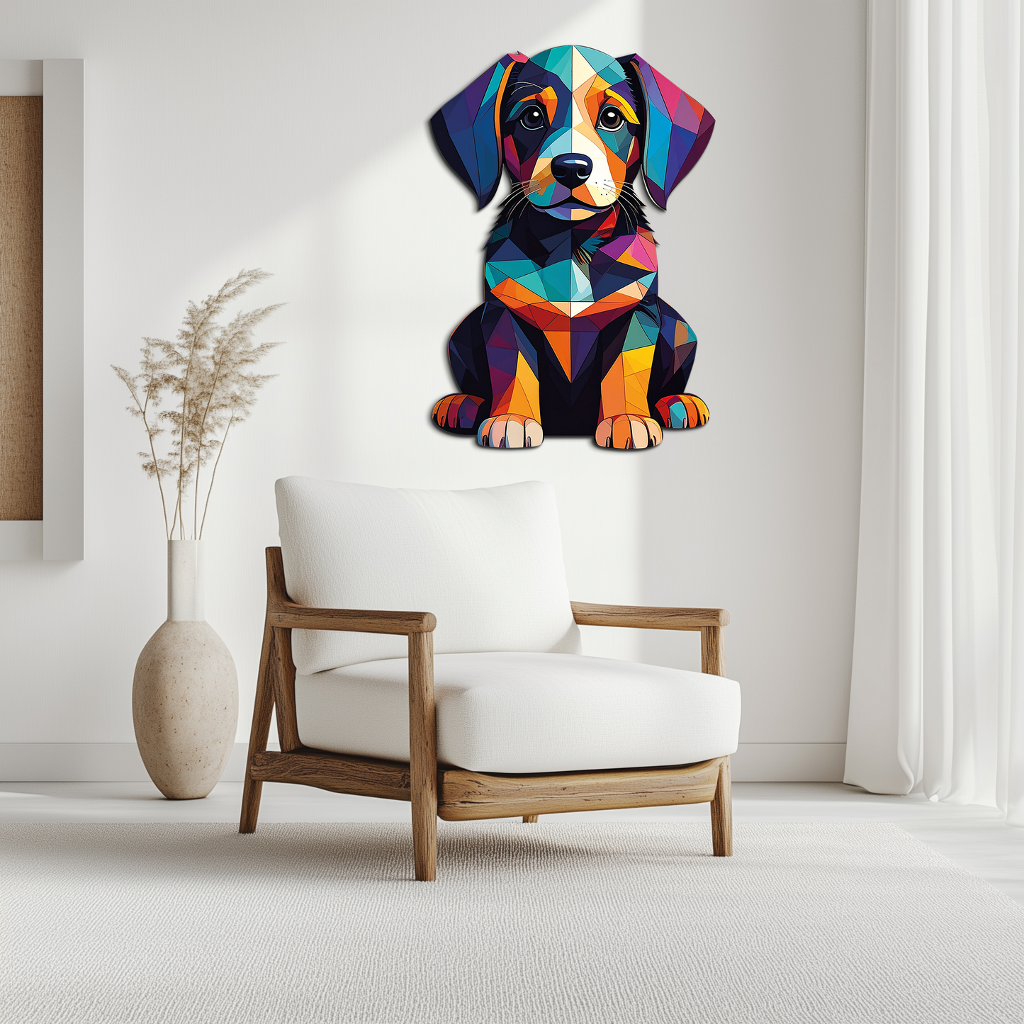 Colorful Geometric Dog Metal Wall Art – Bold Puppy Decor-KAFUVM038 - Tampa Home & Garden Store
