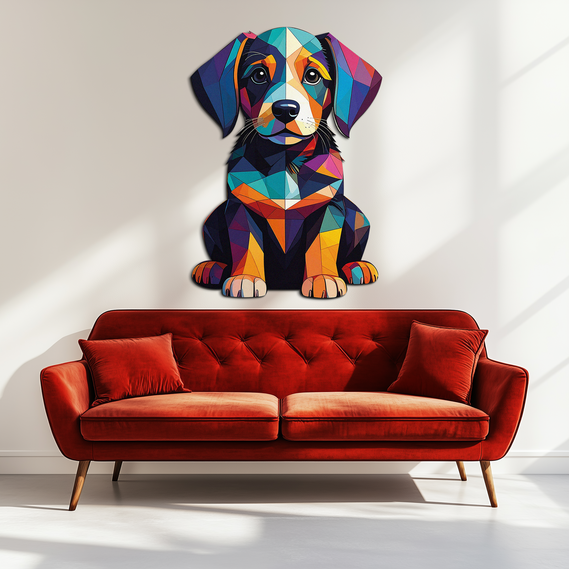 Colorful Geometric Dog Metal Wall Art – Bold Puppy Decor-KAFUVM038 - Tampa Home & Garden Store