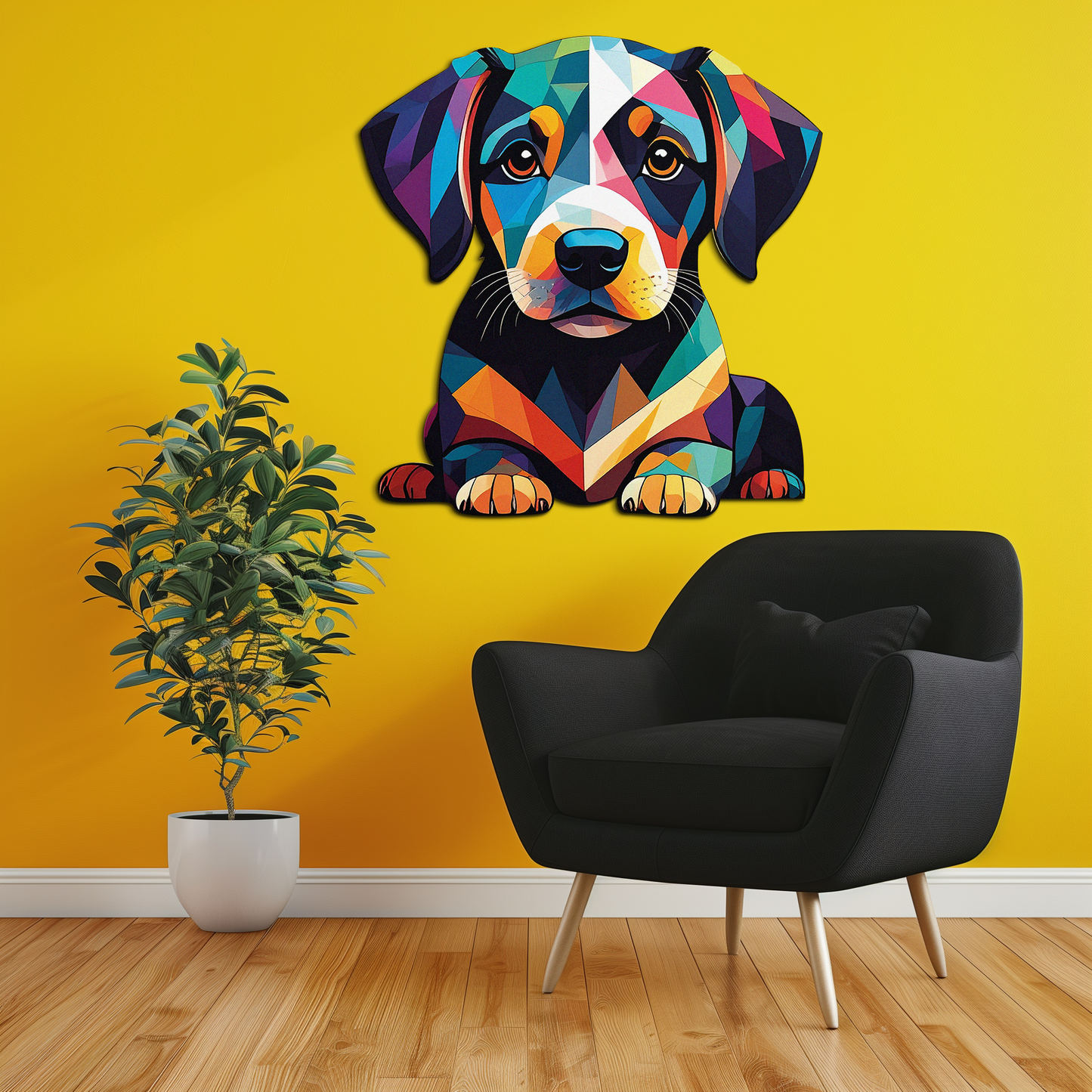 Colorful Geometric Puppy Metal Wall Art Decor-KAFUVM032 - Tampa Home & Garden Store