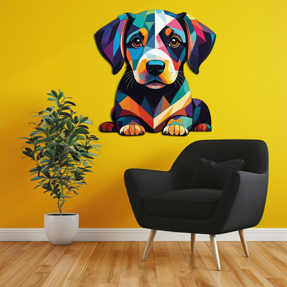 Colorful Geometric Puppy Metal Wall Art Decor-KAFUVM032 - Tampa Home & Garden Store