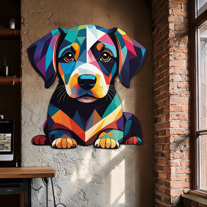 Colorful Geometric Puppy Metal Wall Art Decor-KAFUVM032 - Tampa Home & Garden Store