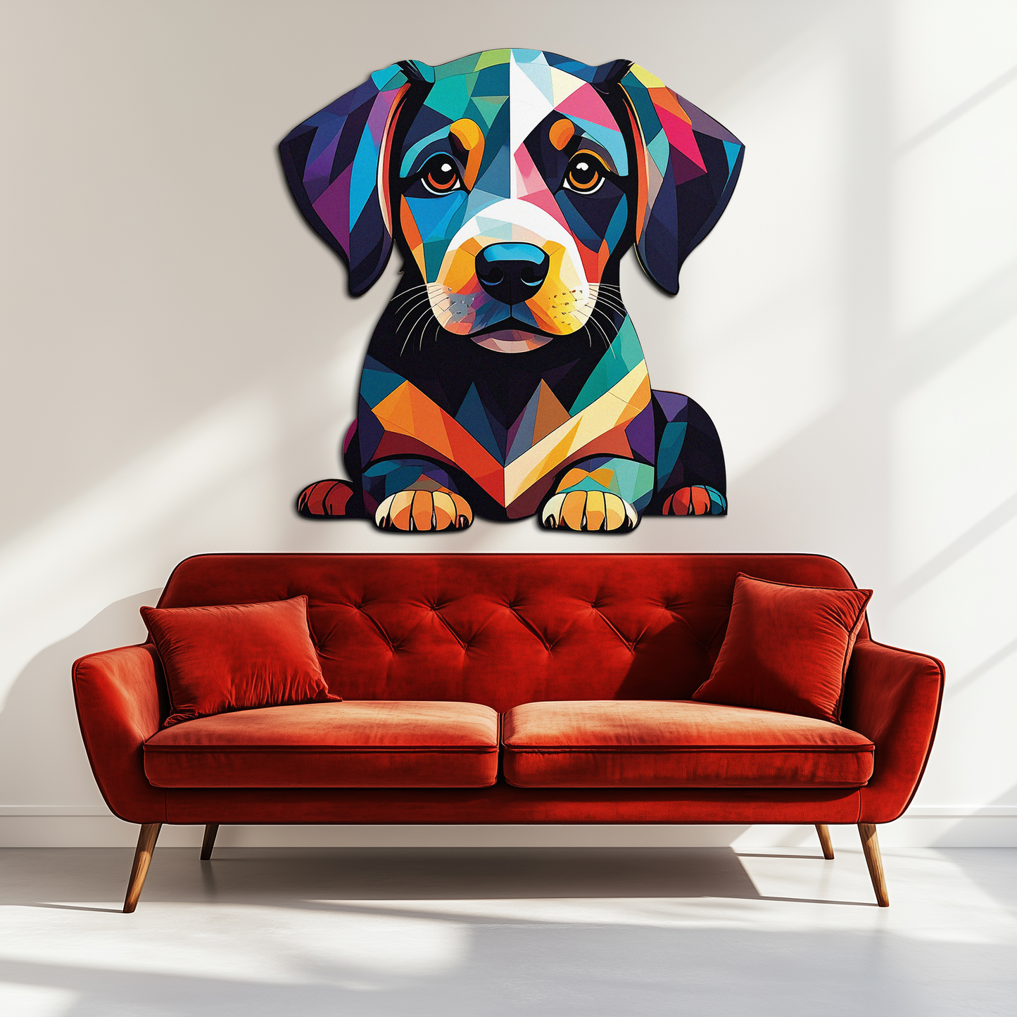 Colorful Geometric Puppy Metal Wall Art Decor-KAFUVM032 - Tampa Home & Garden Store