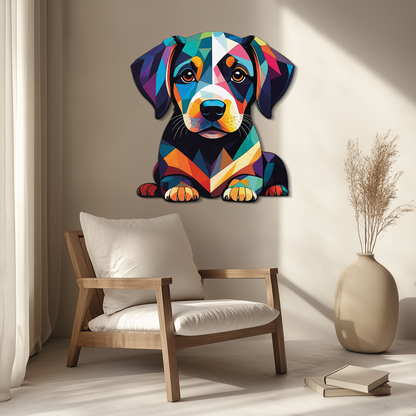 Colorful Geometric Puppy Metal Wall Art Decor-KAFUVM032 - Tampa Home & Garden Store