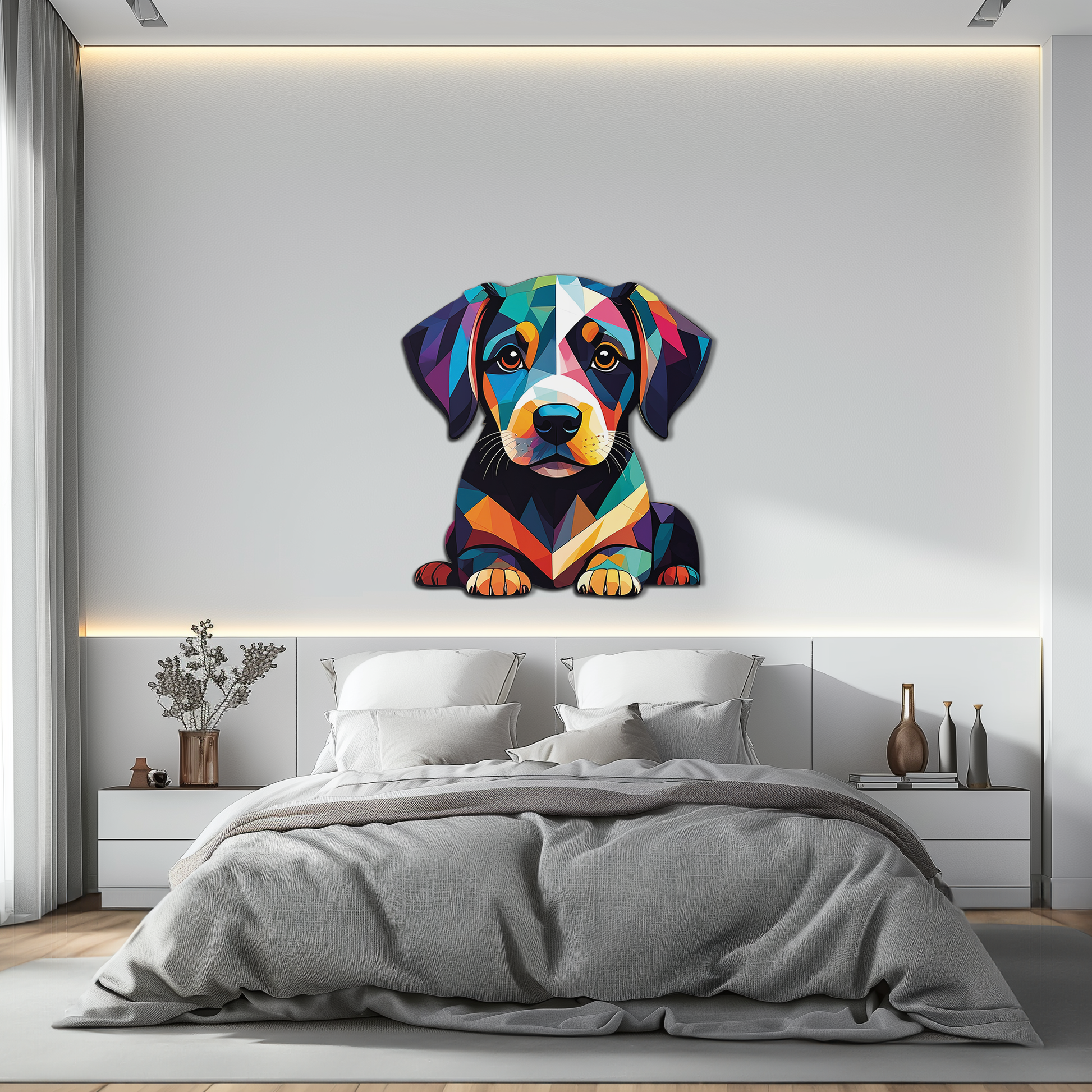 Colorful Geometric Puppy Metal Wall Art Decor-KAFUVM032 - Tampa Home & Garden Store