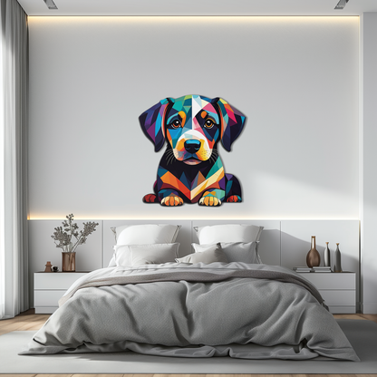 Colorful Geometric Puppy Metal Wall Art Decor-KAFUVM032 - Tampa Home & Garden Store