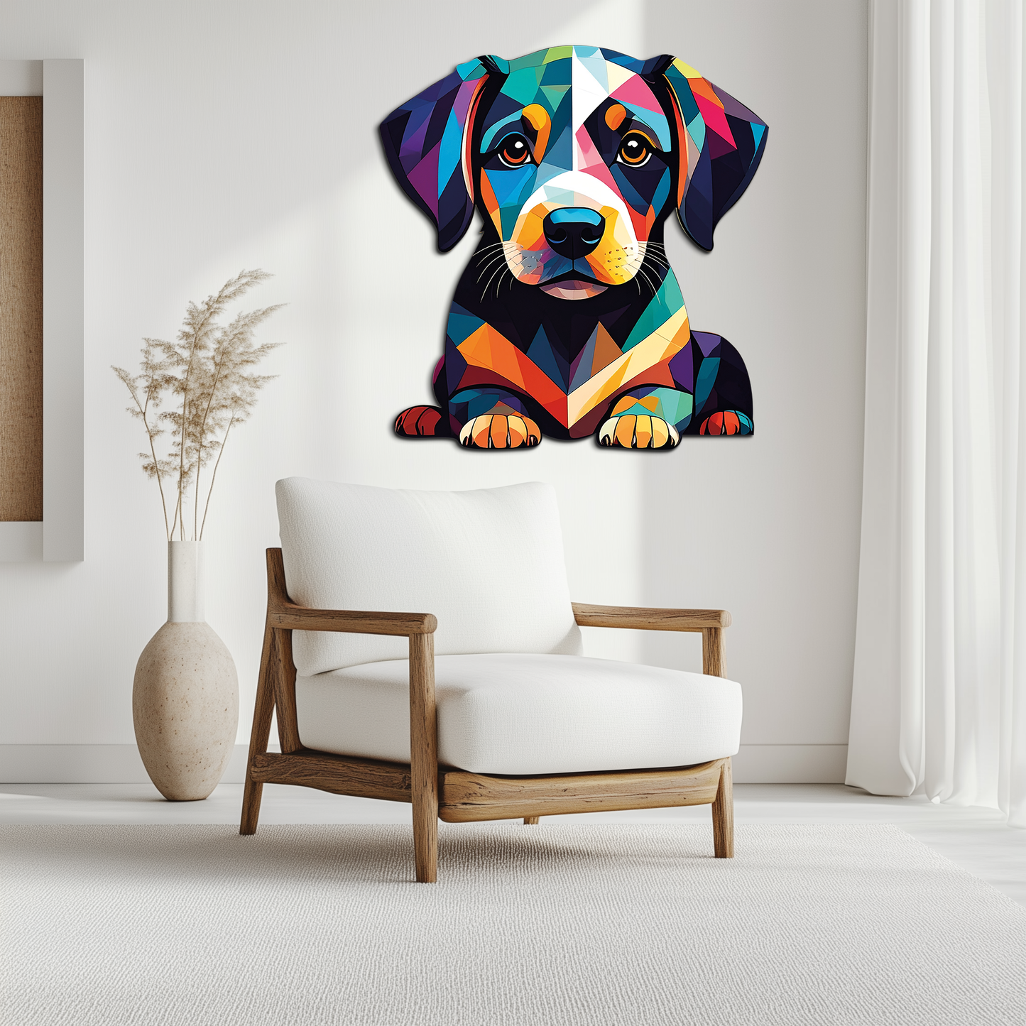 Colorful Geometric Puppy Metal Wall Art Decor-KAFUVM032 - Tampa Home & Garden Store