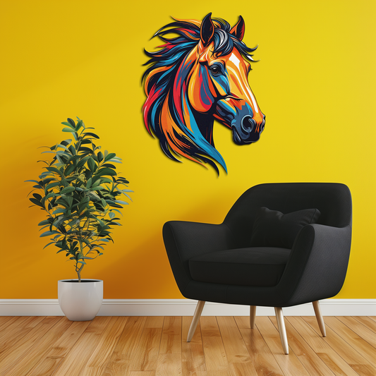 Colorful Horse Head Metal Wall Art – Vibrant UV Printed Decor-KAFUVM015 - Tampa Home & Garden Store