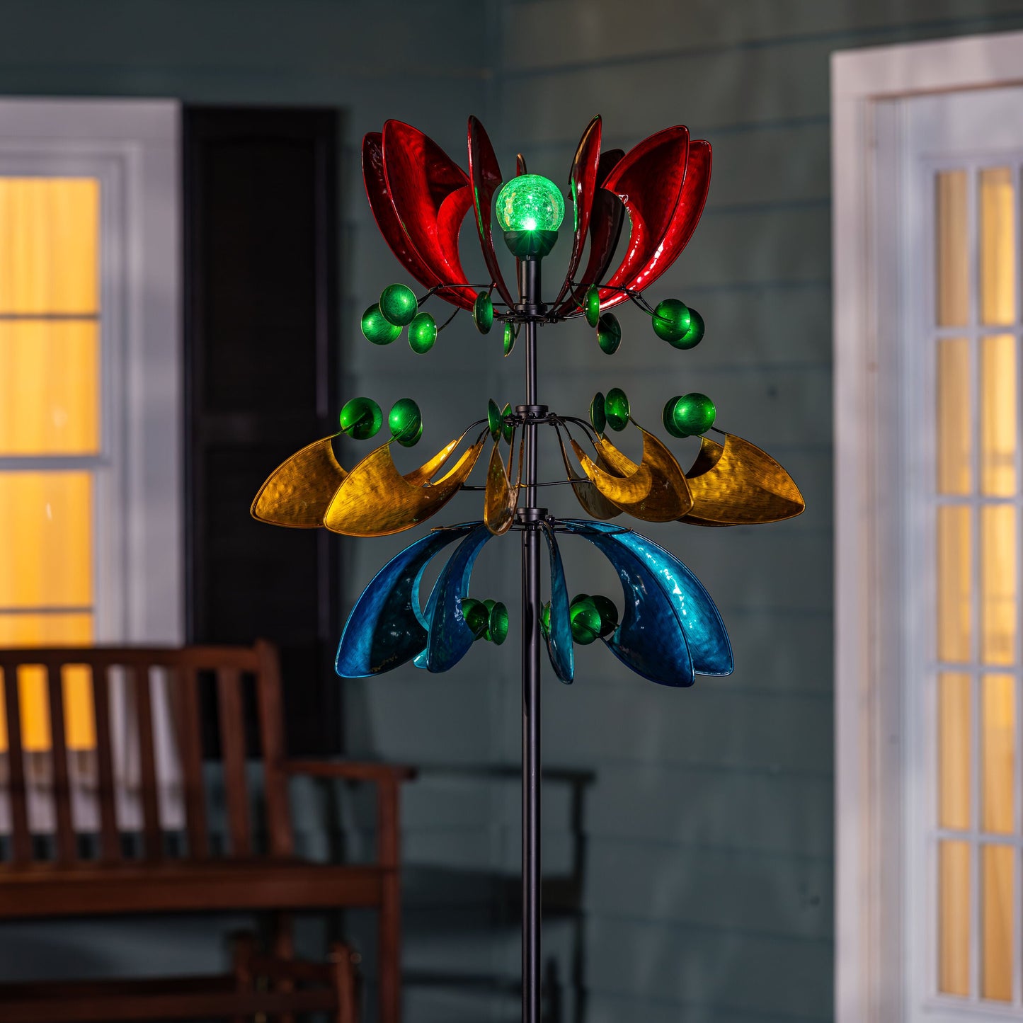 Colorful Solar Wind Spinner 85"H - Tampa Home & Garden Store