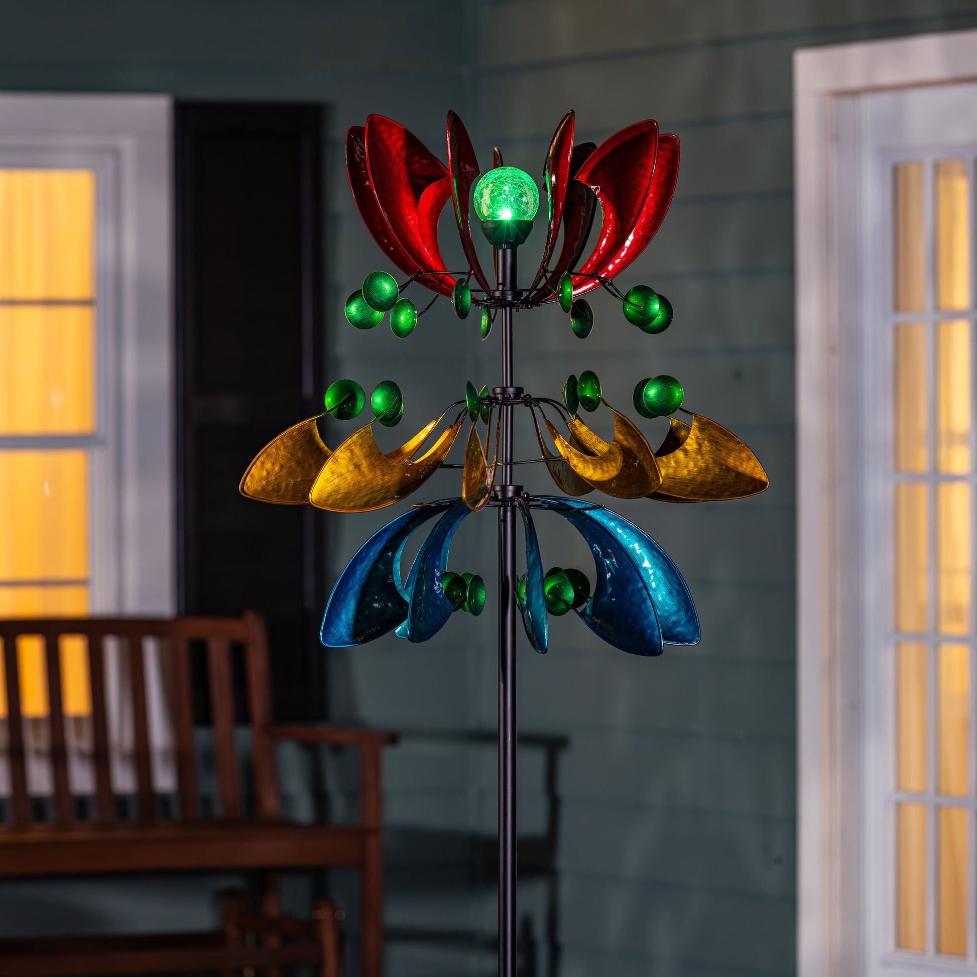 Colorful Solar Wind Spinner 85"H - Tampa Home & Garden Store