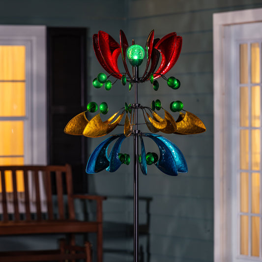 Colorful Solar Wind Spinner 85"H - Tampa Home & Garden Store