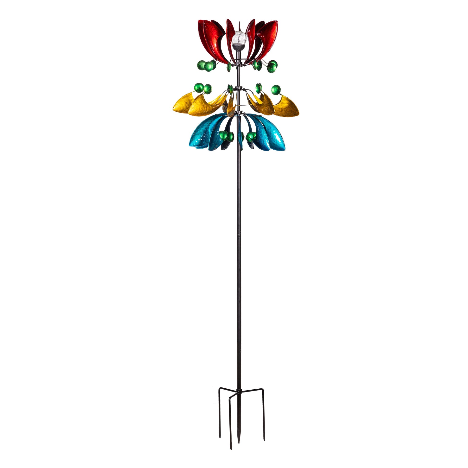 Colorful Solar Wind Spinner 85"H - Tampa Home & Garden Store