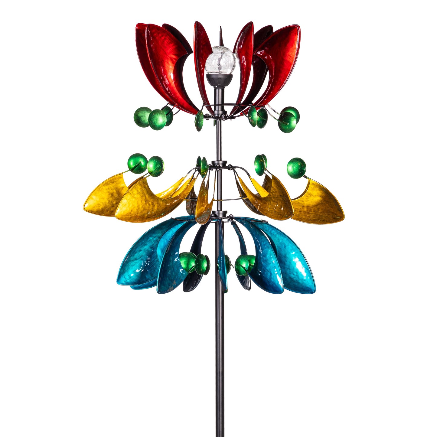 Colorful Solar Wind Spinner 85"H - Tampa Home & Garden Store