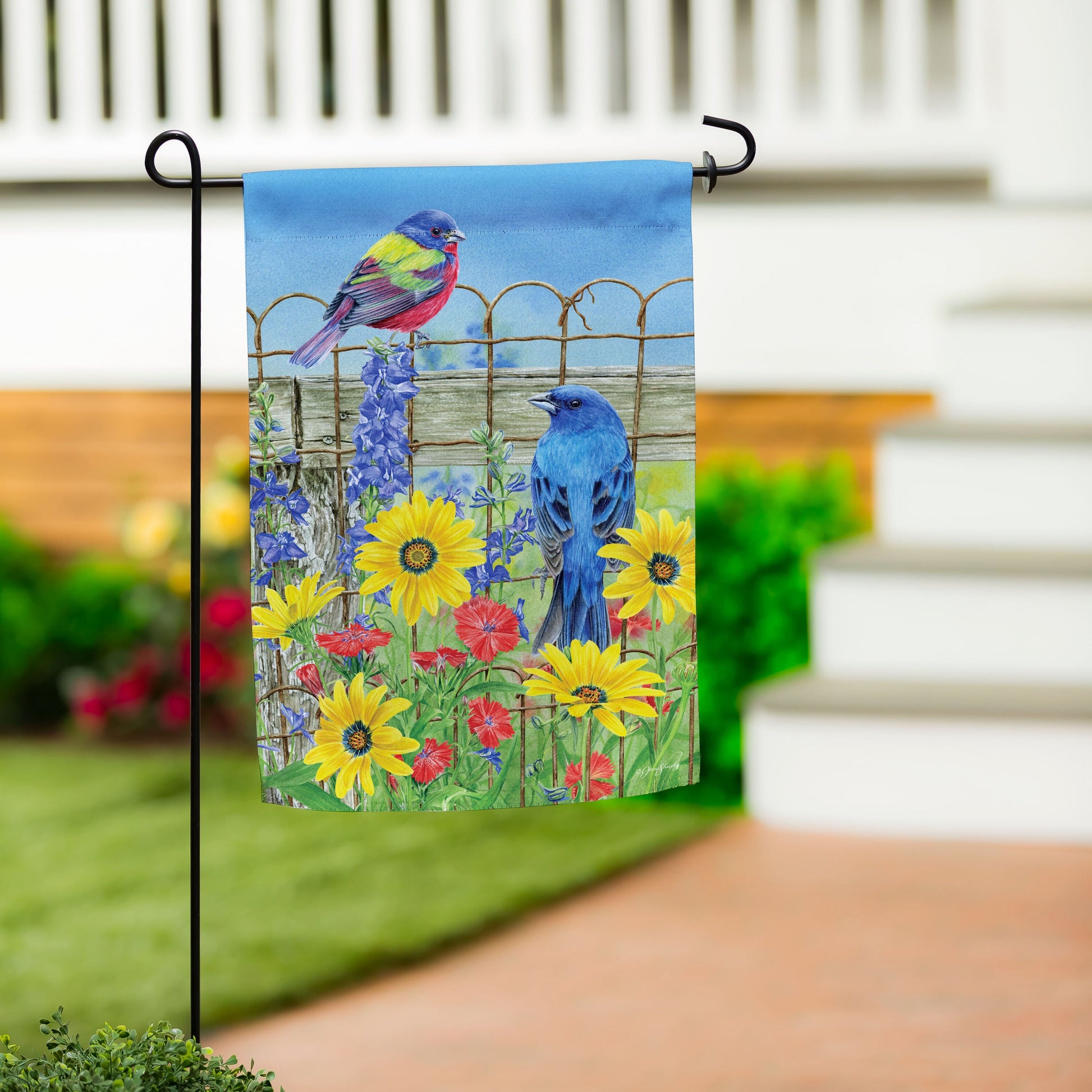 Colorful Songbird Fence Suede Garden Flag - Tampa Home & Garden Store