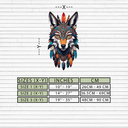Colorful Tribal Wolf Metal Wall Art – Spirit Animal UV Decor-KAFUVM002 - Tampa Home & Garden Store