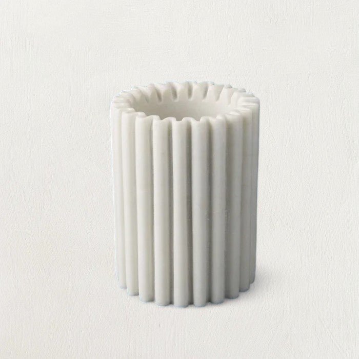 Columbia Fluted White Marble Bottle Holder - Tampa Home & Garden Store