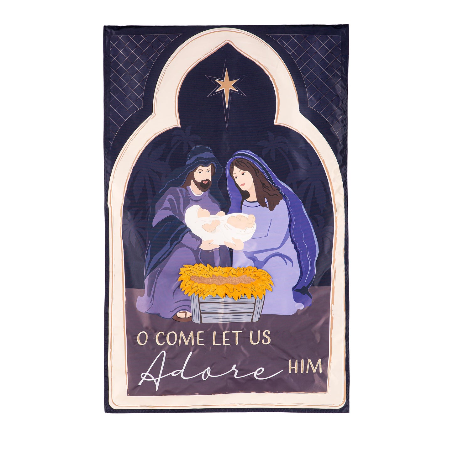 Come Let Us Adore Him Applique House Flag - Tampa Home & Garden Store