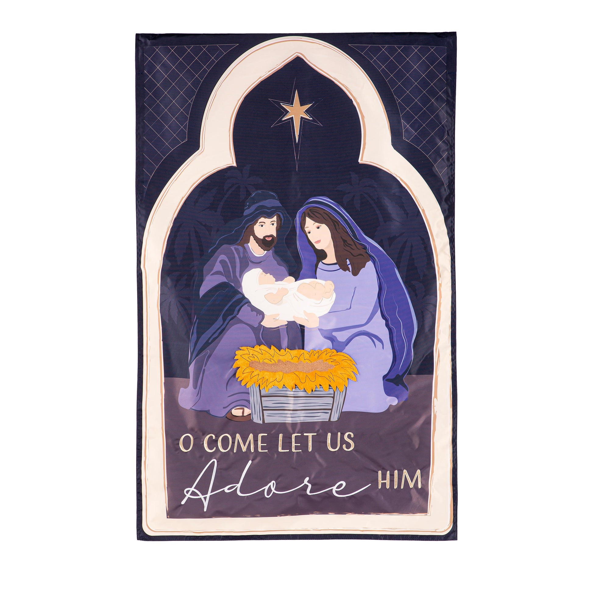 Come Let Us Adore Him Applique House Flag - Tampa Home & Garden Store