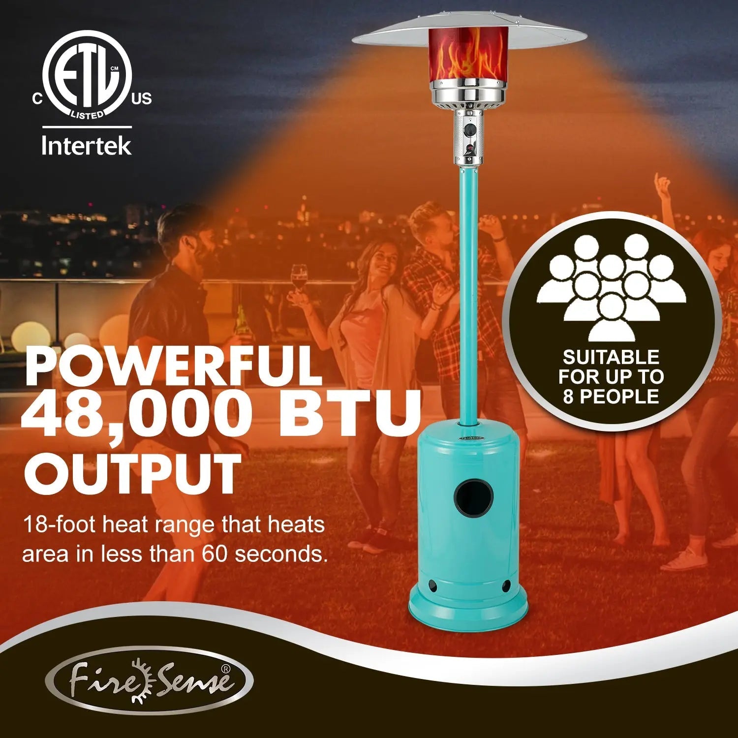 Commercial Series Aqua Blue gas patio heater by Fire Sense/Balkene Home on Tampa Home & Garden Store