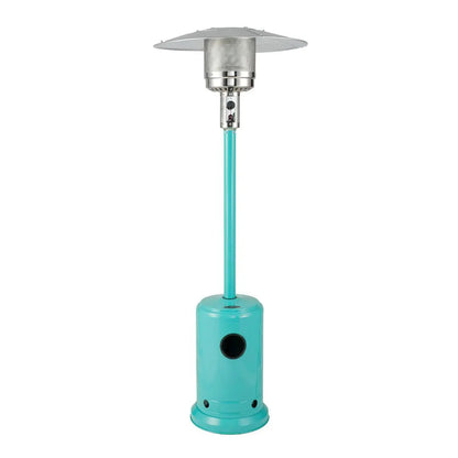 Commercial Series Aqua Blue gas patio heater with turquoise finish and stainless head on Tampa Home & Garden Store