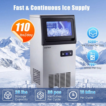 Stainless Steel Commercial Ice Maker 110 Lbs