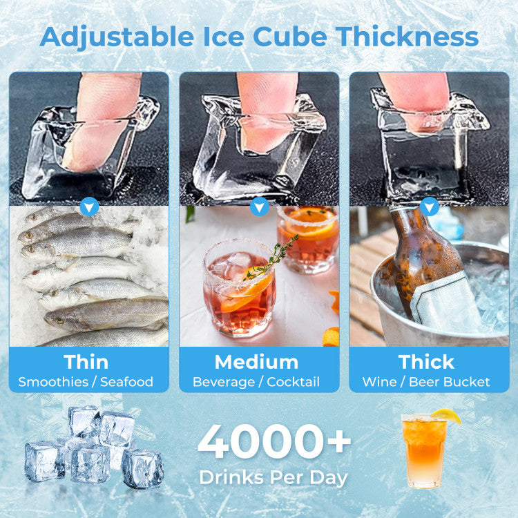 Fabricador de hielo de 418 LBS con compartimento de 200 LBS