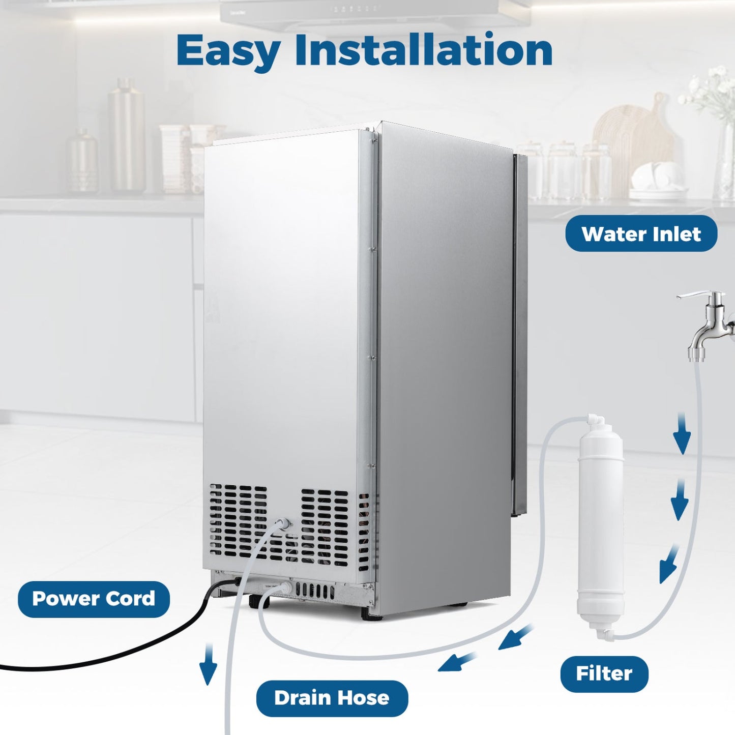 Commercial Under Counter Ice Maker 90 Lbs Per Day