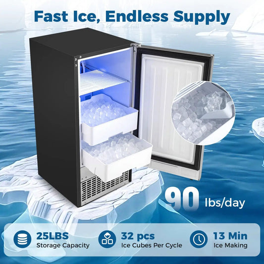 Commercial Under Counter Ice Maker 90 Lbs Per Day