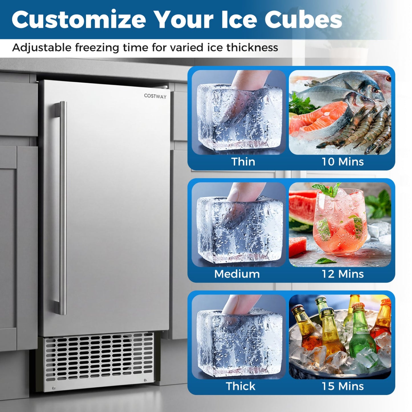 Commercial Under Counter Ice Maker 90 Lbs Per Day