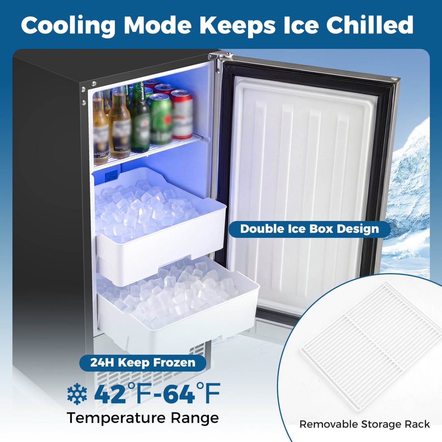 Commercial Under Counter Ice Maker 90 Lbs Per Day