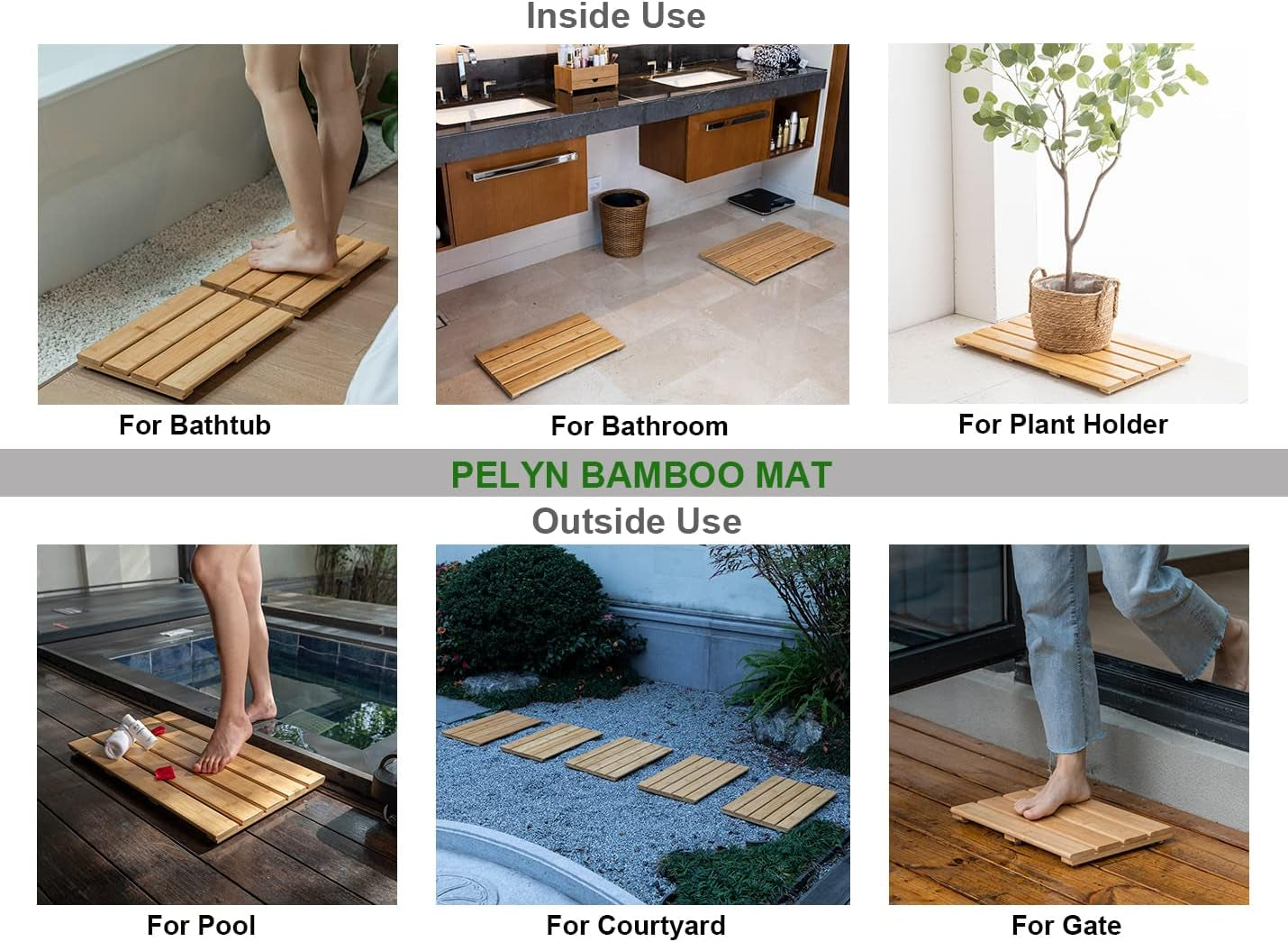 Compact Bamboo Bath Mat – Non-Slip, Quick Dry Wooden Shower Floor Mat for Small Bathrooms, RVs, and Tight Spaces, Easy to Clean, 15.8" X 10.2" - Tampa Home & Garden Store