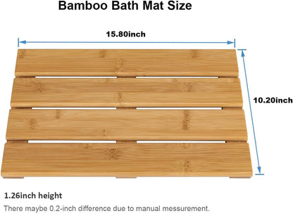 Compact Bamboo Bath Mat – Non-Slip, Quick Dry Wooden Shower Floor Mat for Small Bathrooms, RVs, and Tight Spaces, Easy to Clean, 15.8" X 10.2" - Tampa Home & Garden Store