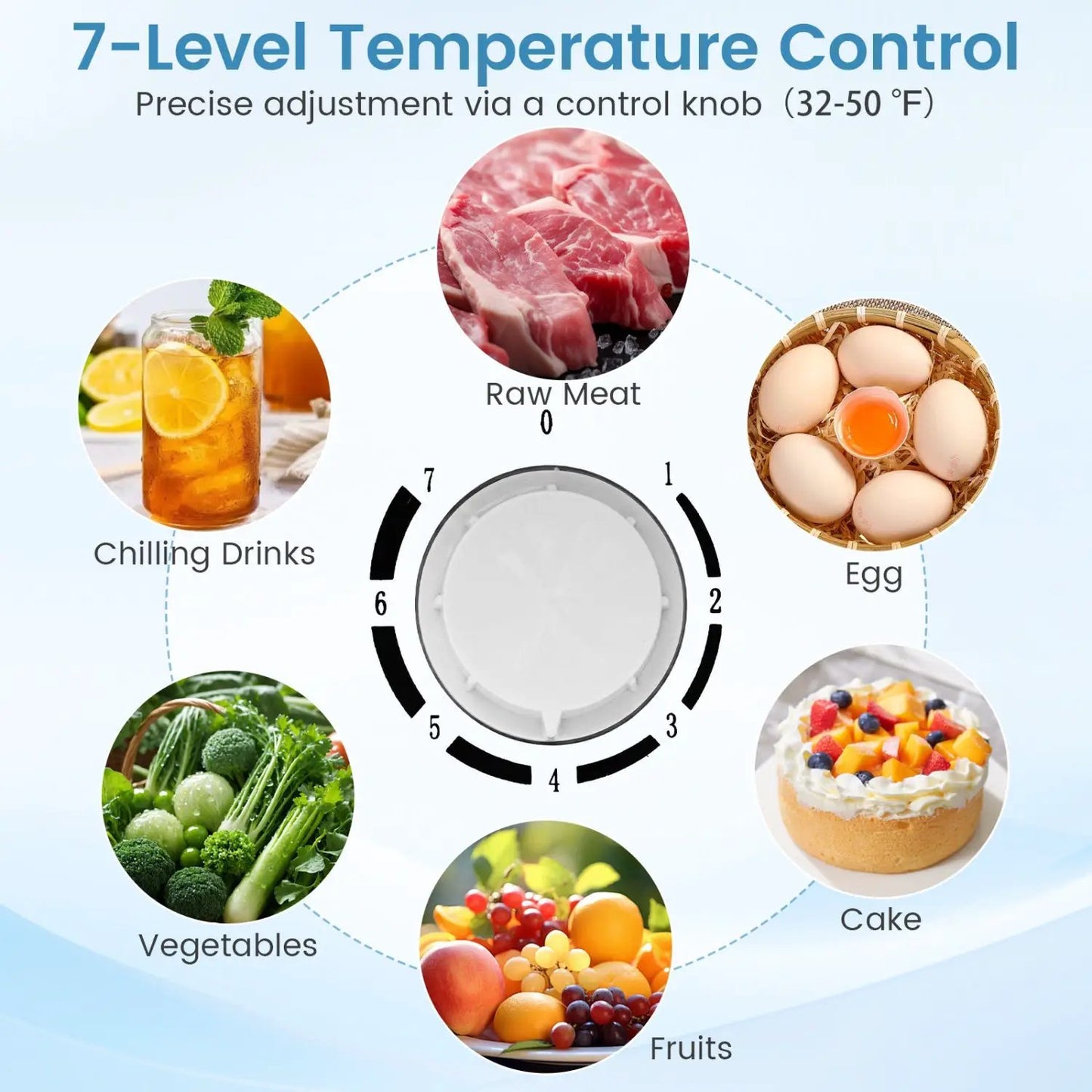 Compact Mini Fridge with 7-Level Thermostat