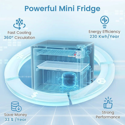 Compact Mini Fridge with 7-Level Thermostat