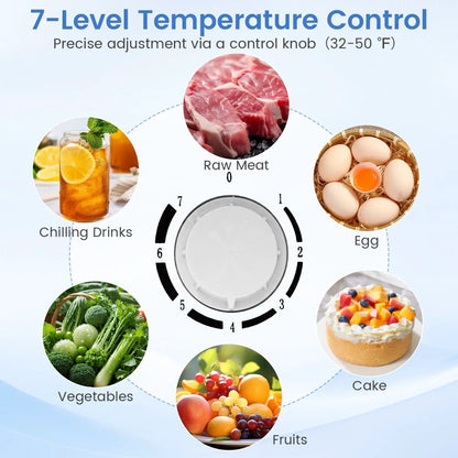 Compact Mini Fridge with 7-Level Thermostat