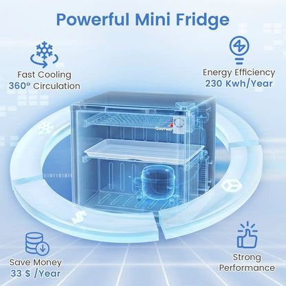 Compact Mini Fridge with 7-Level Thermostat
