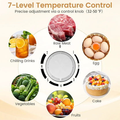 Compact Mini Fridge with 7-Level Thermostat