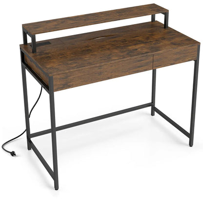 Compact Office Desk with Removable Monitor Shelf