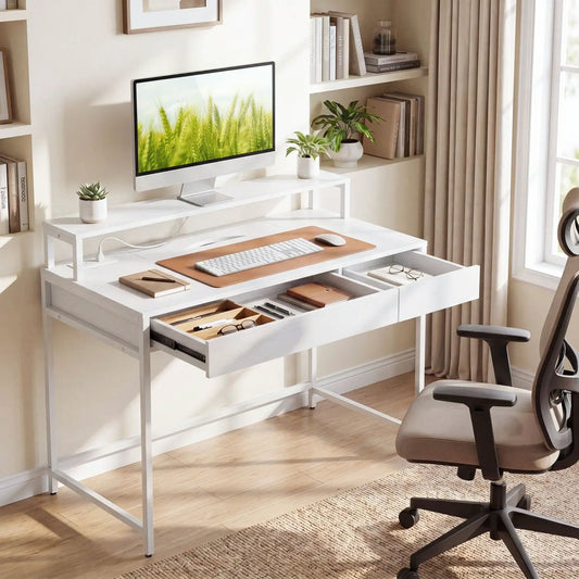 Compact Office Desk white with removable monitor shelf and drawer by DirectDeals on Tampa Home & Garden Store