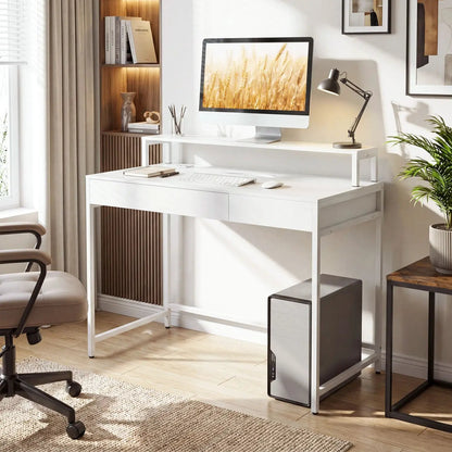 Compact Office Desk with Removable Monitor Shelf