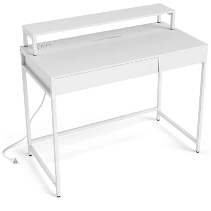 Compact Office Desk with Removable Monitor Shelf