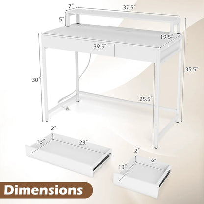Compact Office Desk with Removable Monitor Shelf