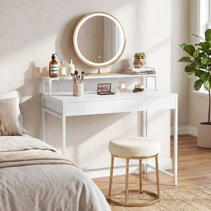 Compact Office Desk with Removable Monitor Shelf