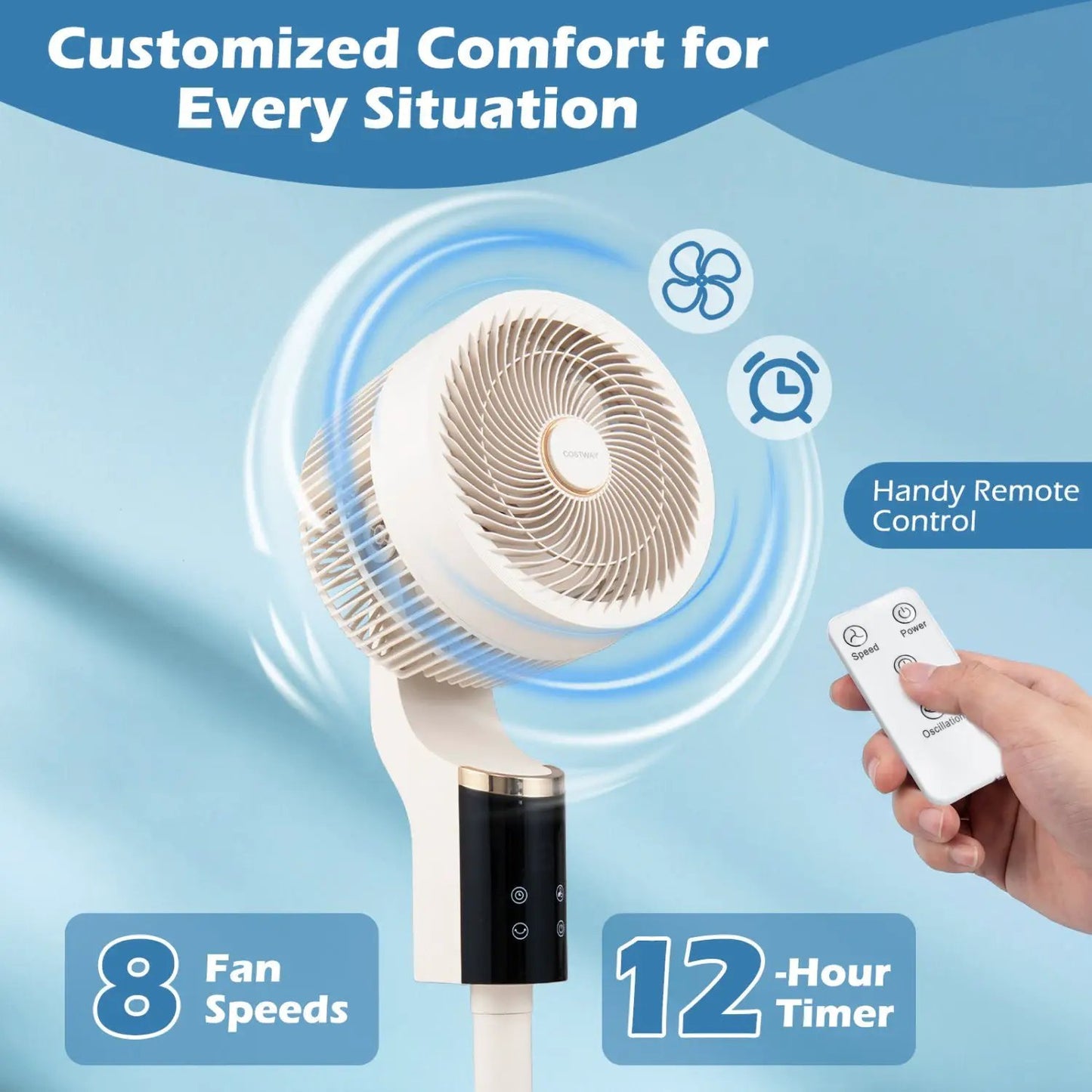 Compact Standing Fan 70 Degree Oscillation