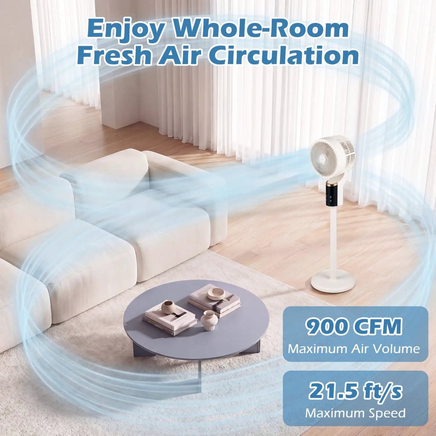 Compact Standing Fan 70 Degree Oscillation