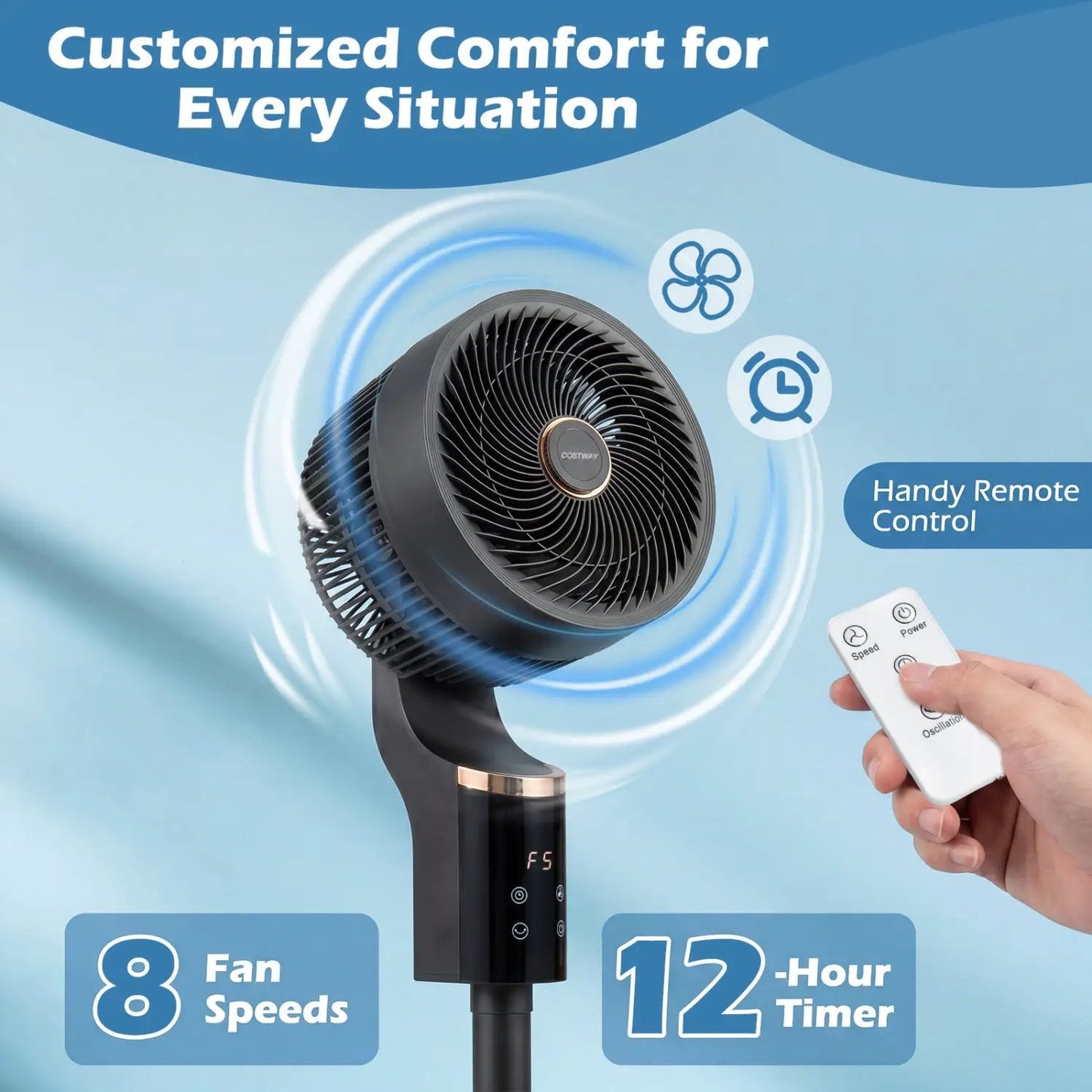 Compact Standing Fan 70 Degree Oscillation