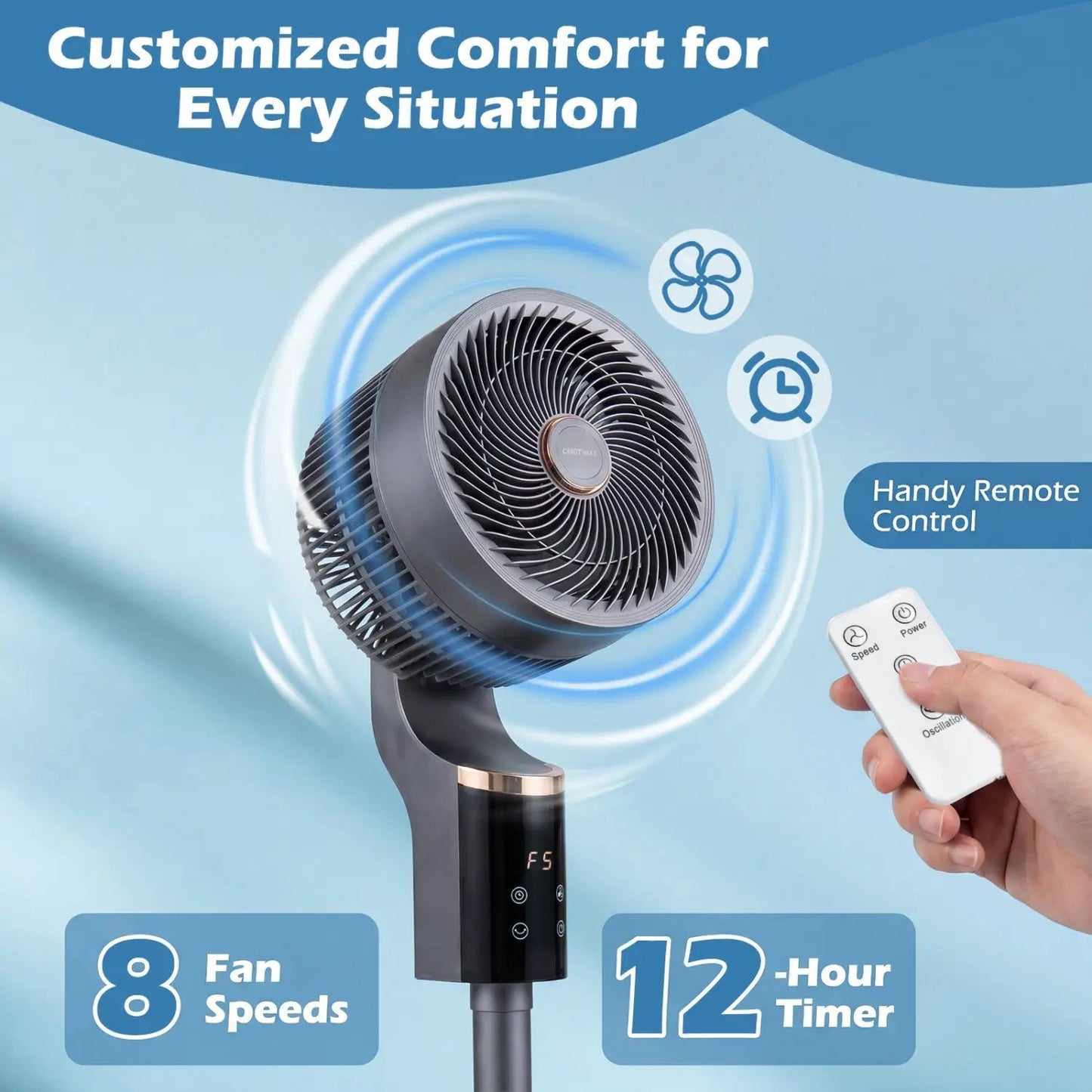 Compact Standing Fan 70 Degree Oscillation