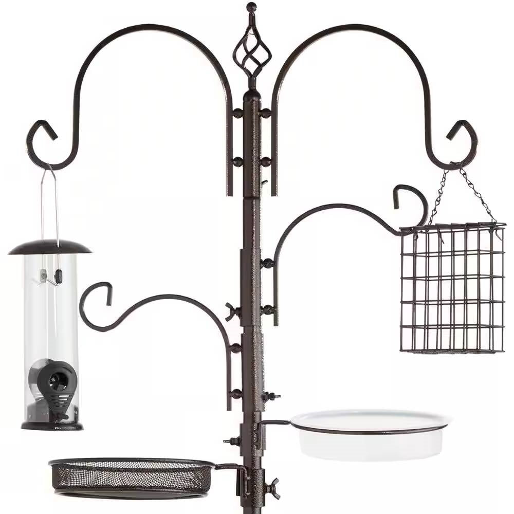 Complete Bird Feeder Set with Bronze Metal Stand Suet Water Bowl Tube and Tray - Tampa Home & Garden Store