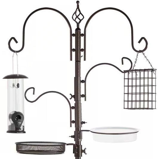 Complete Bird Feeder Set with Bronze Metal Stand Suet Water Bowl Tube and Tray - Tampa Home & Garden Store